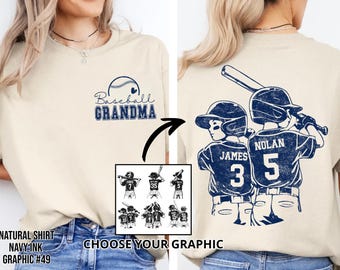 Customized Baseball Grandma Shirt, Baseball Player Graphic Choice, Your Name Number Baseball Shirt, Gameday Grandma Shirt
