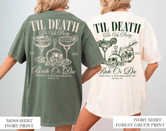 Vrijgezellenshirt Bride or Die, gotische skeletbruid, Halloweenfeest