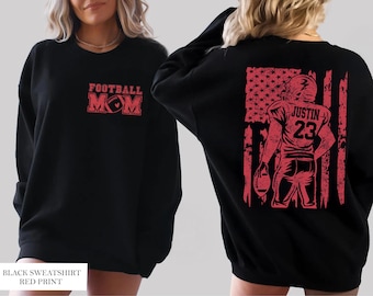 Custom Football Mom Sweatshirt, Personalized Name Number, Player Graphic