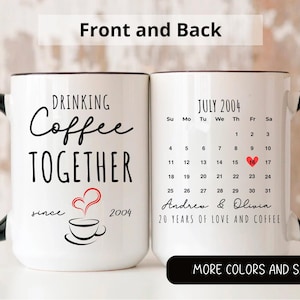 20th Anniversary Gift for Parents, Drinking Coffee Together Since 2004 Couple Name Mug, Custom Couple Coffee Mug,Unique Wedding Gift