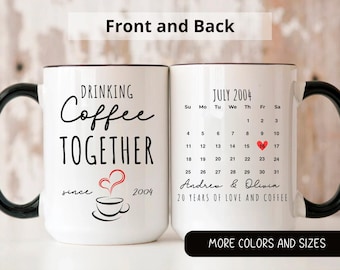 20th Anniversary Coffee Mug, Custom Couple Names, Since 2004
