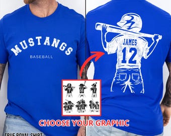 Customized Baseball Dad Shirt, Baseball Player Graphic Choice, Your Name Number Baseball Shirt, Gameday Dad Shirt, Baseball Shirt