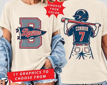 Comfort Colors© Customized Baseball Mom Shirt,Baseball Player Graphic Choice,Your Name Number Baseball Shirt, Softball Mom Shirt