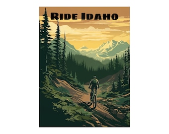 Ride Idaho Mountain Biking Poster - Vector Art