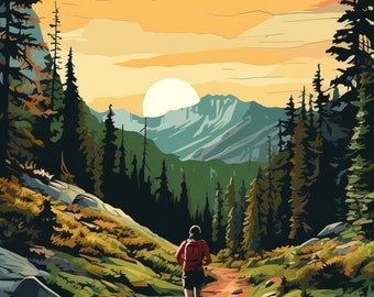 Vektor Kunst Poster #23, Grafik Design - Outdoor, Adventure, Bike, Run, Ski, Fish, Trails, Mountains, Hike, Wilderness