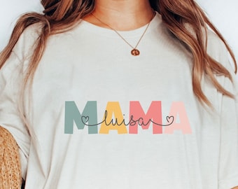 Mama T-Shirt personalisiert | Geschenk für Mama | Muttertagsgeschenk | Geschenk zur Geburt | Mama T-Shirt | Personalisiert | Mom Shirt |