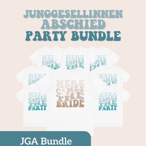 JGA Party Bundle | Junggesellinnen Abschied | JGA| JGA T-Shirts | Bachelorette Party | T-Shirts für Braut | Here comes the Bride | Hochzeit