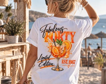 40th Birthday T-Shirt for Women | Fabulous Forty Shirt | Aperol Spritz Design | 40th Birthday Gift for Women | Retro Birthday Shirt