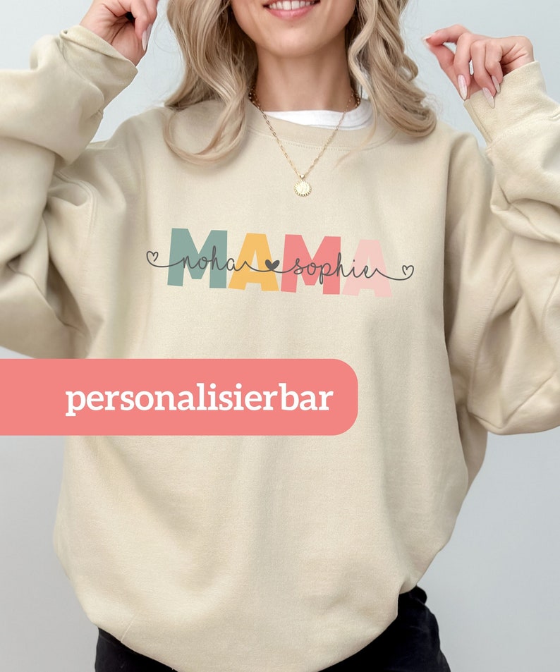 Mama Sweatshirt personalisiert Geschenk für Mama Muttertagsgeschenk Geschenk zur Geburt Mama Sweatshirt Mom Sweatshirt Bild 1