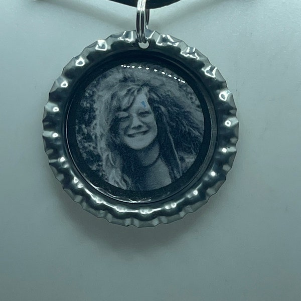 Janis Joplin Black and White B&W Necklace Pendant Jewelry