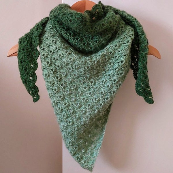 Patrón de crochet para chal "Calm and Relax". Patrón de punto de concha para chal fácil. Patrón de calentador de cuello.