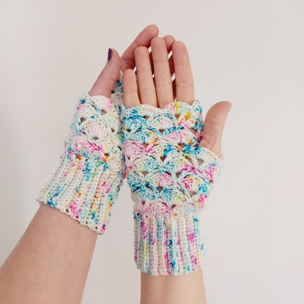Unicorn Fingerless Gloves Pattern. Crochet Pattern Mittens. Lana Grossa Yarn mittens.
