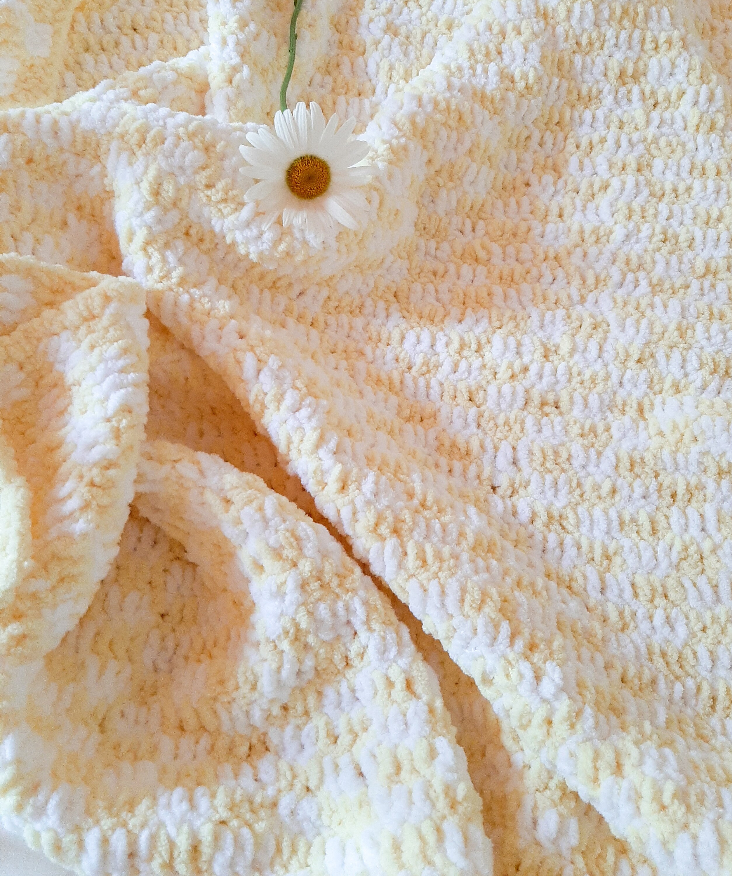 Soft Yellow Baby Blanket Pattern. Checkered Baby Blanket Soft Etsy