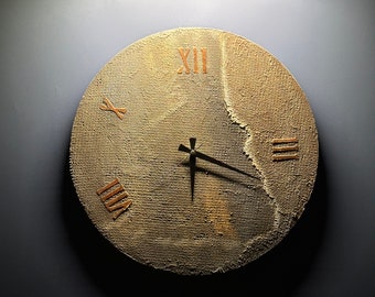 1.65x1.65 ft Wall Clock, with Clay Modeling, handmade,modern clock,gift wall clock,contemporary wall clock,wall art,office decor,stone gifts