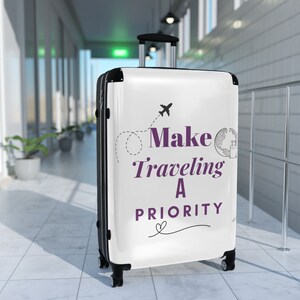 Travel-Inspired Suitcase - &#39;Make Travel a Priority&#39; Design - Stylish and Functional Luggage