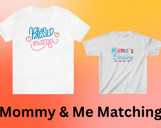 Mama's Blessing Matching Mother-Daughter Tees with Hearts