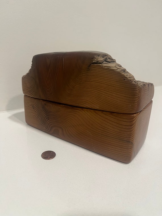 Handcrafted signed vintage softwood jewelry box  … - image 3