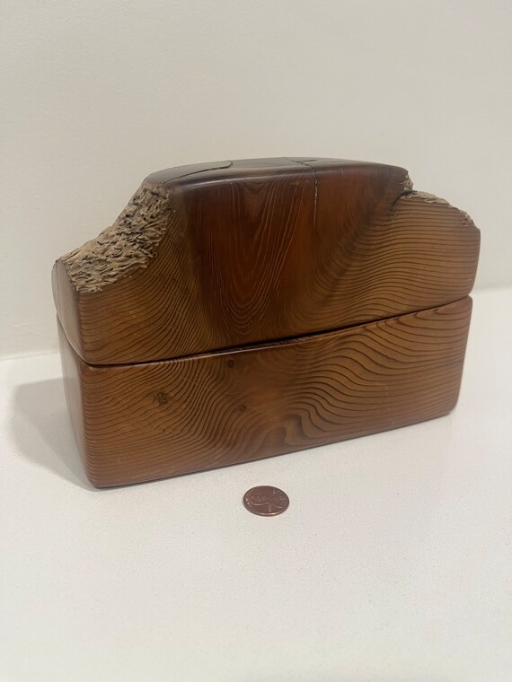 Handcrafted signed vintage softwood jewelry box  … - image 4