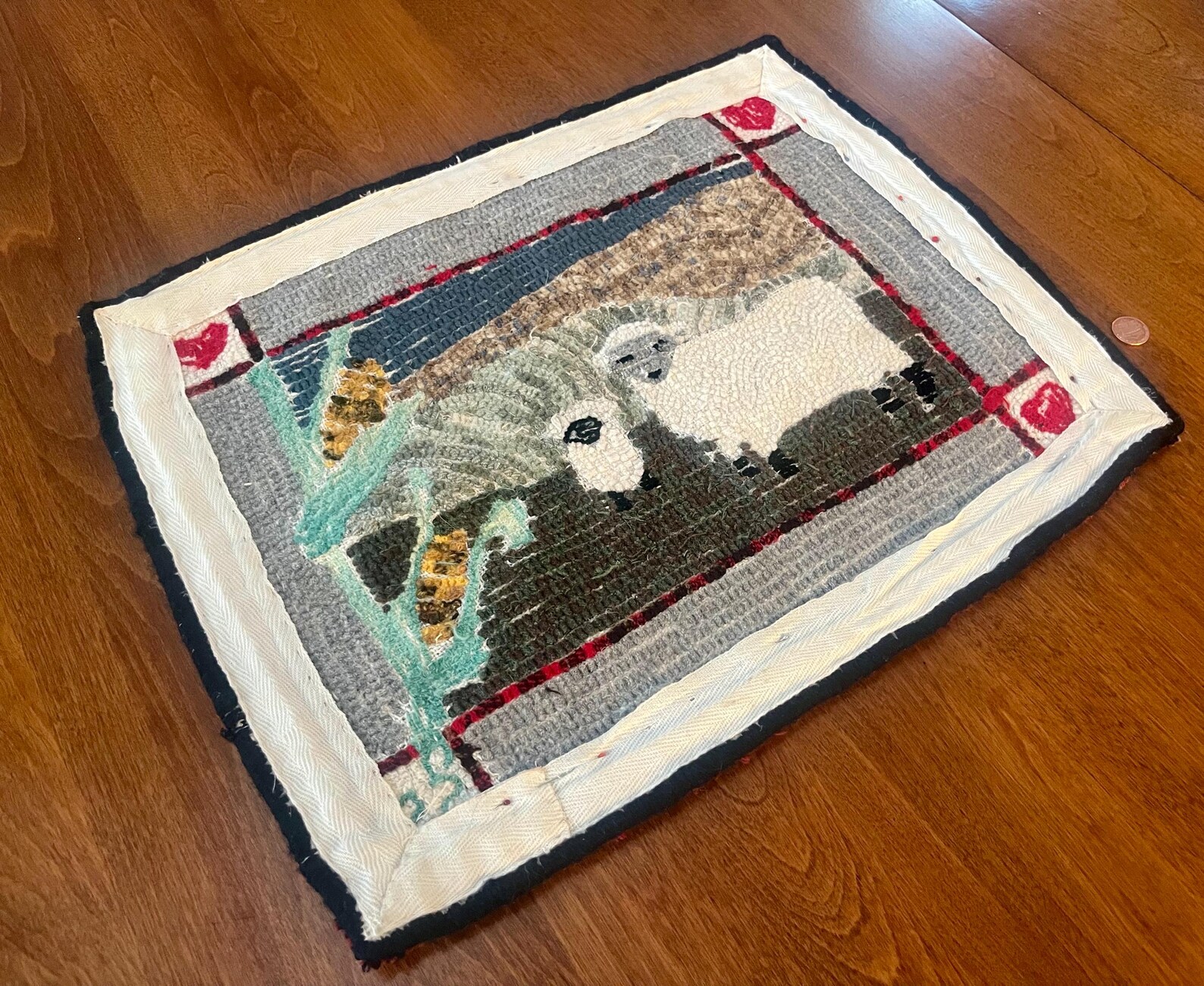 Jane Cook Rug Maker Americana Finished Handmade Hooked Wool Rug / Wall Hanging (17” W X 14 ...