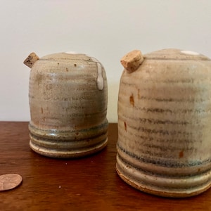 Vintage studio handcrafted ceramic stoneware salt and pepper shakers - eclectic - modern - mcm - midcentury modern