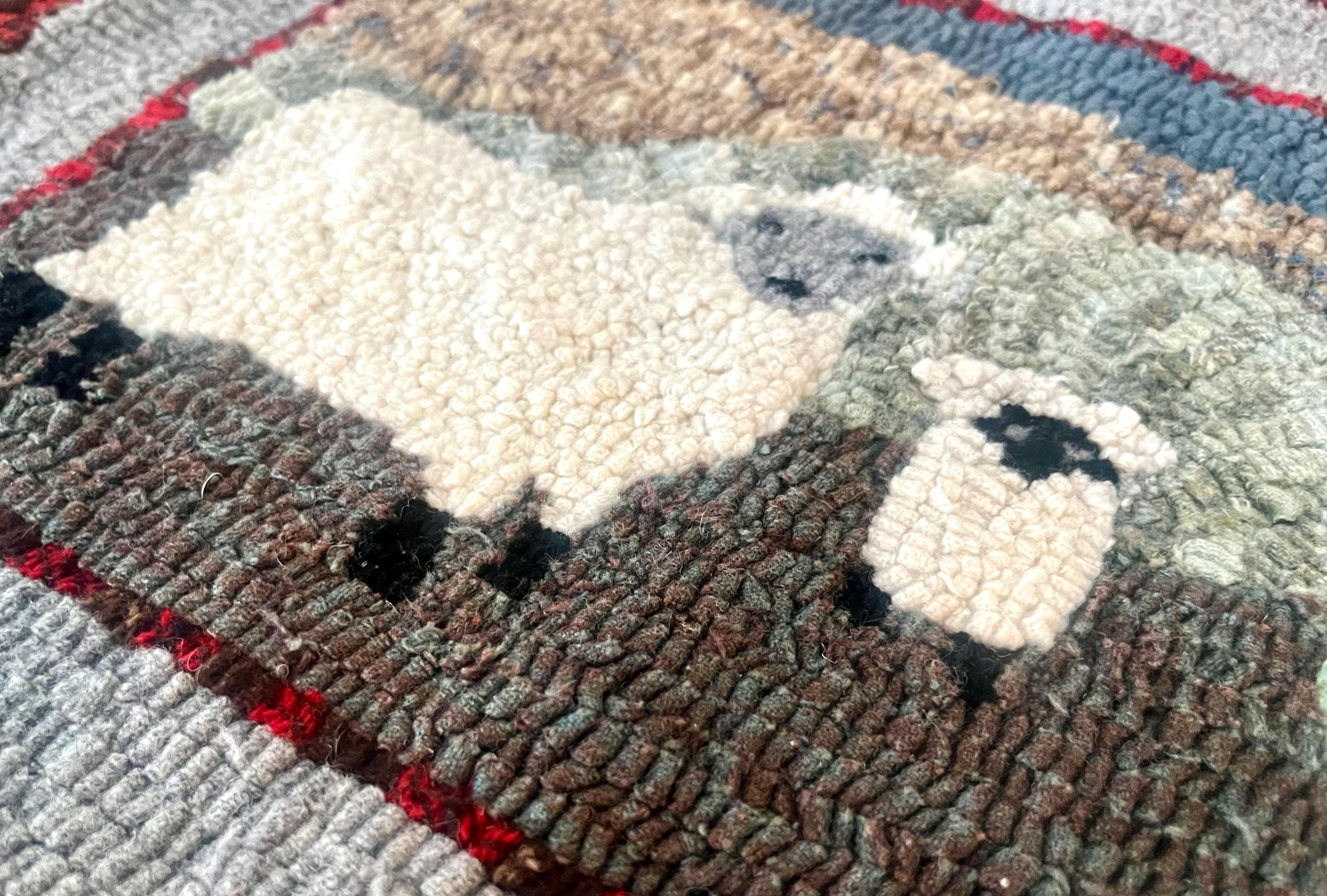 Jane Cook Rug Maker Americana Finished Handmade Hooked Wool Rug / Wall Hanging (17” W X 14 ...