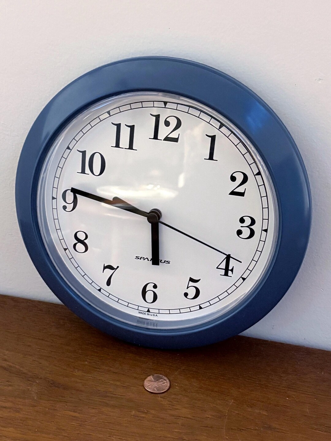 Spartus Vintage Navy Blue, White and Black Quartz Circular Wall Clock ...