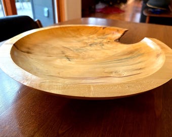Jim Vogelsang turned ambrosia maple live edge  serving bowl / centerpiece (12.5”w 2”h) - flat rim - modern - handmade - arts and crafts