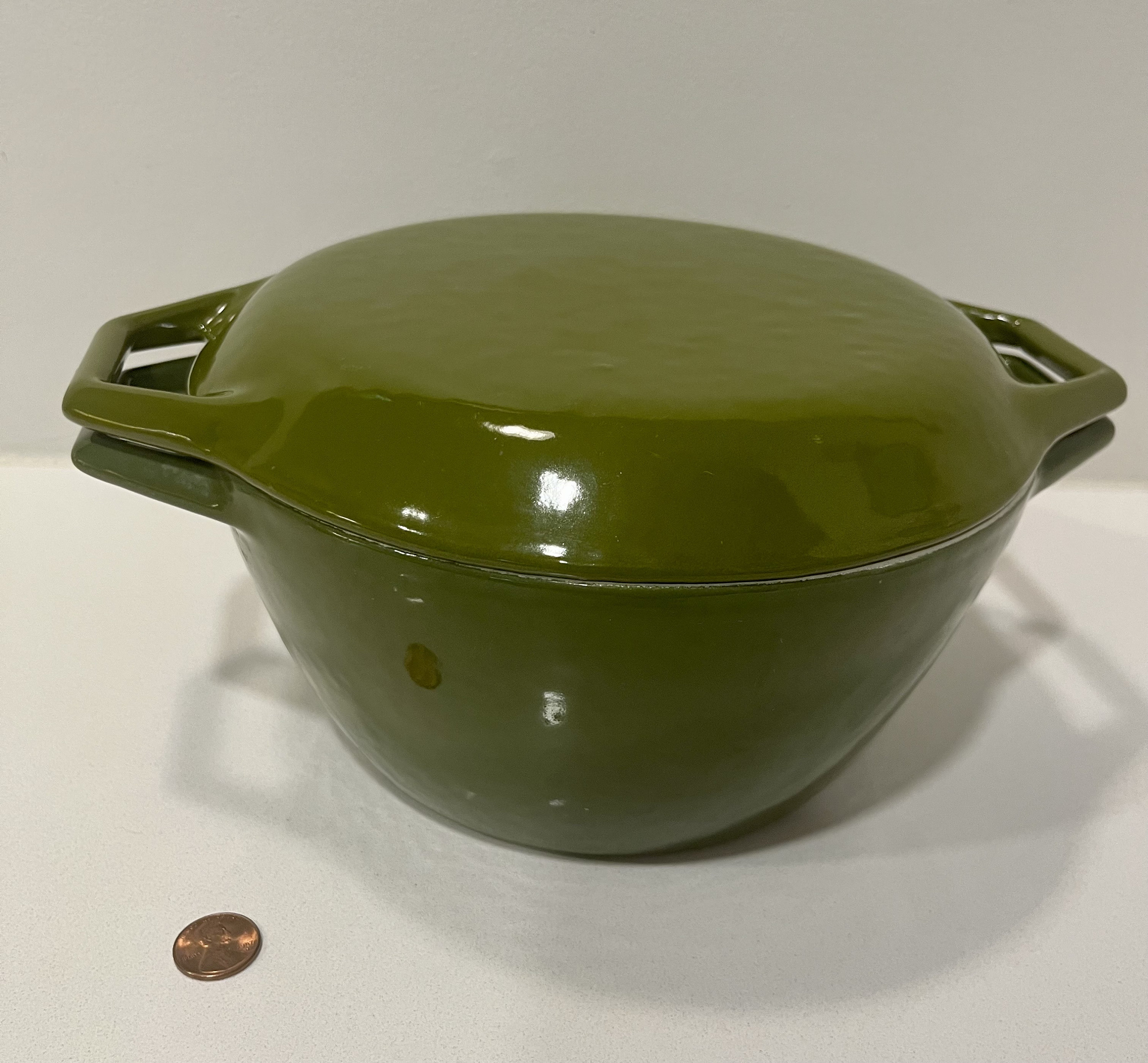 Copco Vintage D2 Cast Iron Avocado Enamel Dutch Oven With Lid Michael Lax Design Danish Modern