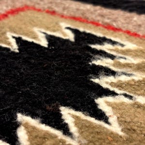 Mesa Verde National Park registered vintage red, gray, white, black Ganado rug / wall hanging (13.5”w) - Navajo - Native American - textile
