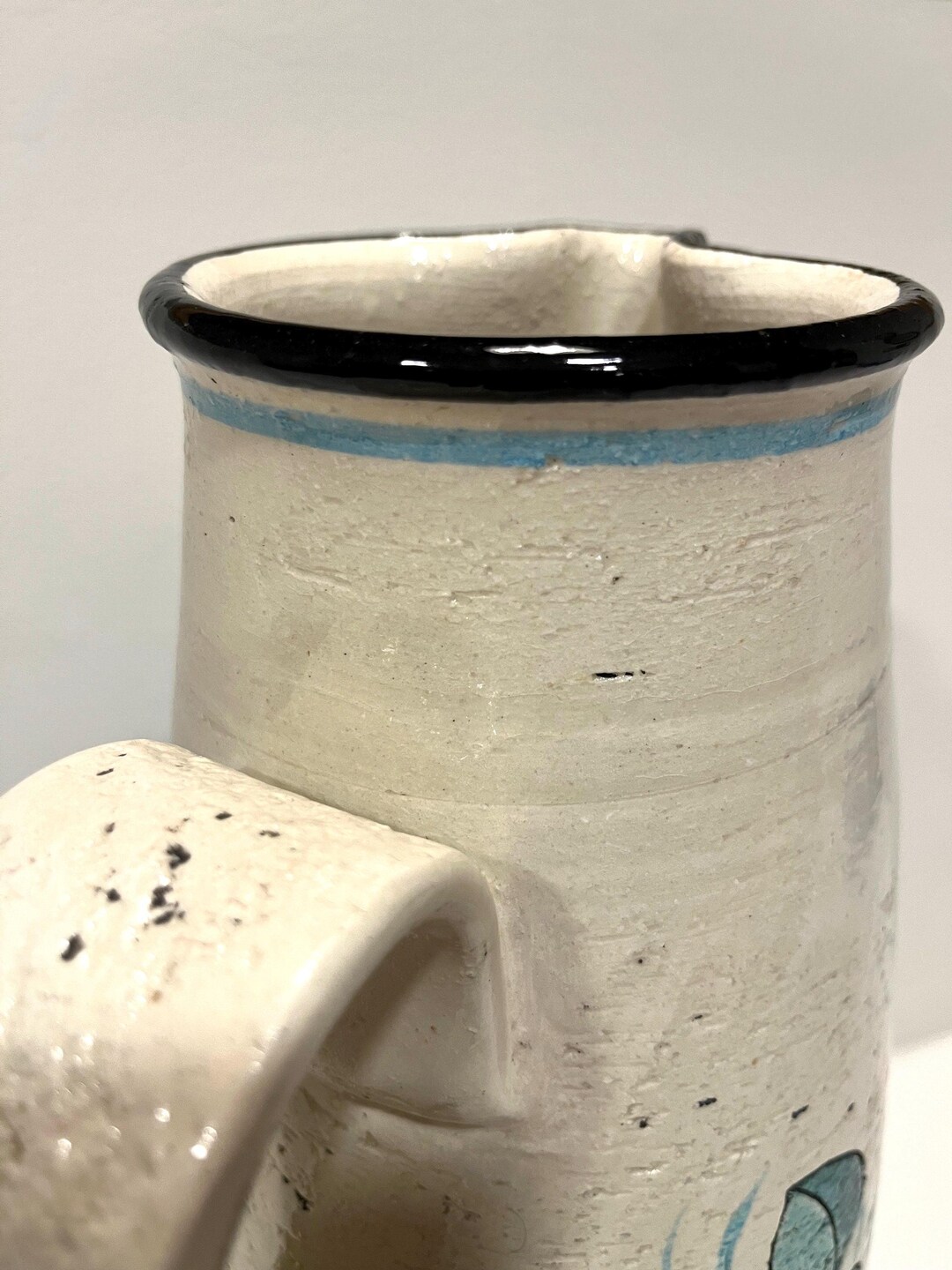 Bitossi Netter Bitossi Rosenthal Netter Large White, Blue, and Green Ceramic Pitcher ...