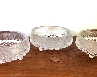 Cuencos de postre de cristal con pie Iittala vintage Ultima Thule (11,4 cm de ancho) diseñados por Tapio Wirrkala - Finlandés - Moderno - MCM - Moderno de mediados de siglo