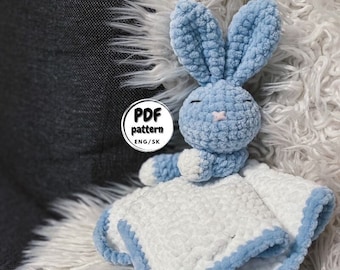 Crochet Bunny Lovey, Crochet Baby blanket Pattern, Crochet lovey for baby, DIY baby shower gift, DIY Baby Gift, Crochet pattern for Beginner