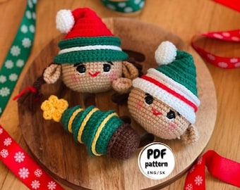 Elf Crochet pattern, Crochet Christmas Tree ornament, Christmas Amigurumi pattern, DIY crochet christmas ornaments, DIY stocking stuffers