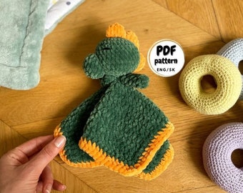Häkelanleitung Dino Lovey, Crochet Lovey Pattern, Baby Blanket häkeln Muster, DIY-Baby-Dusche-Geschenke, Schmusetuch Lovey, Häkelanleitung für Anfänger