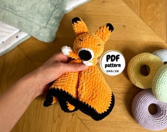 Crochet Fox Lovey, Crochet Lovey Pattern, Baby Blanket Crochet Pattern, DIY baby shower gifts, Security Blanket Lovey, Crochet for Beginner