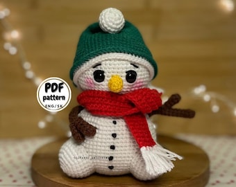 Christmas Snowman Crochet Pattern, Christmas Amigurumi pattern, Crochet Christmas Pattern, Crochet Snowman Plushie, DIY Christmas Gift