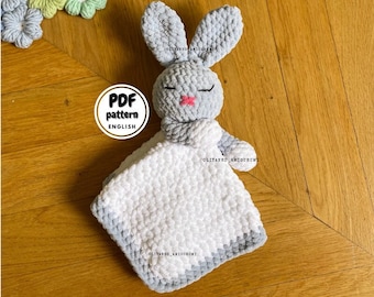 Crochet Bunny Lovey, Crochet Baby blanket Pattern, Crochet lovey for baby, DIY baby shower gift, DIY Baby Gift, Crochet pattern for Beginner