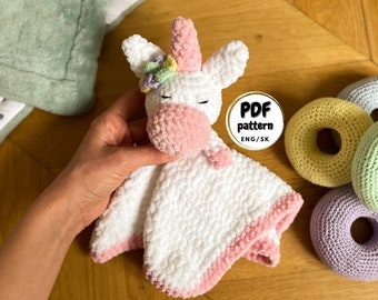 Crochet Unicorn Lovey, Crochet Baby blanket Pattern, Crochet lovey for baby, DIY baby shower gift, DIY Baby Gift, Crochet pattern Beginner