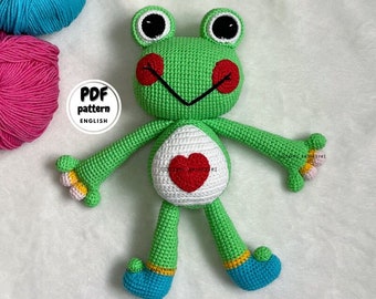 Frog Amigurumi Crochet Pattern PDF, Spring Amigurumi, DIY Crafts, Cute plush toy, Gift for Frog lover, Gift for Crocheter, Cute Frog Crochet