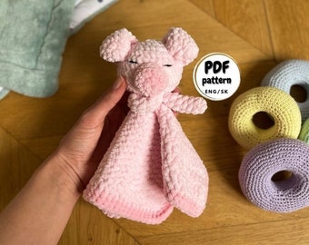 Crochet Pig Lovey, Crochet baby blanket Pattern, Crochet lovey for babies, DIY baby shower gift, DIY Baby Gift, Crochet pattern for Beginner