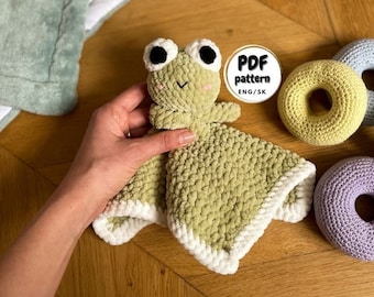 Crochet Frog Lovey, Crochet Baby blanket Pattern, Crochet lovey for baby, DIY baby shower gift, DIY Baby Gift, Crochet pattern for Beginner