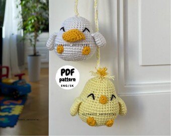 Crochet Chicken and Duck Pattern, Easter Amigurumi, Crochet Car Hanger, DIY Mothers day Gift, Gift for Duck lover, Crochet Baby Chick