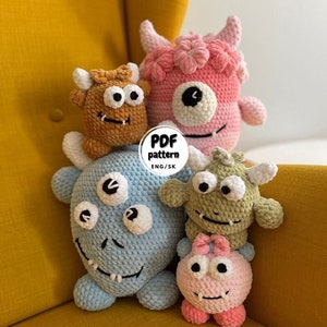 Bundle Amigurumi Crochet Pattern, Crochet Monster Pattern, Crochet Pattern for Beginners, Gift for Crochet Lover, DIY Spring Craft