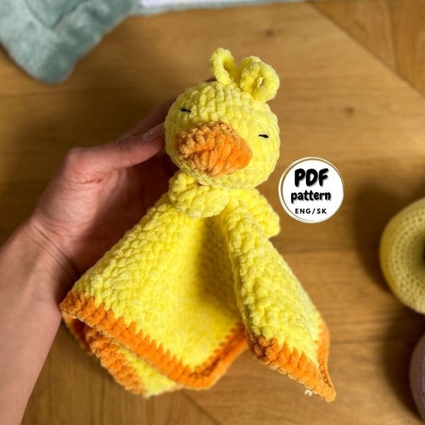 Crochet Duck Lovey, Crochet Baby blanket Pattern, Crochet lovey for baby, DIY baby shower gift, DIY Baby Gift, Crochet pattern for Beginner