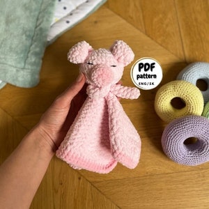 Crochet Pig Lovey, Crochet baby blanket Pattern, Crochet lovey for babies, DIY baby shower gift, DIY Baby Gift, Crochet pattern for Beginner