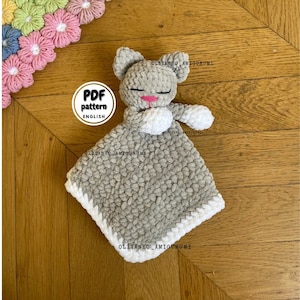 Crochet Cat Lovey, Crochet Baby blanket Pattern, Crochet lovey, DIY baby shower gift, DIY Baby Gift, Crochet pattern for Beginner