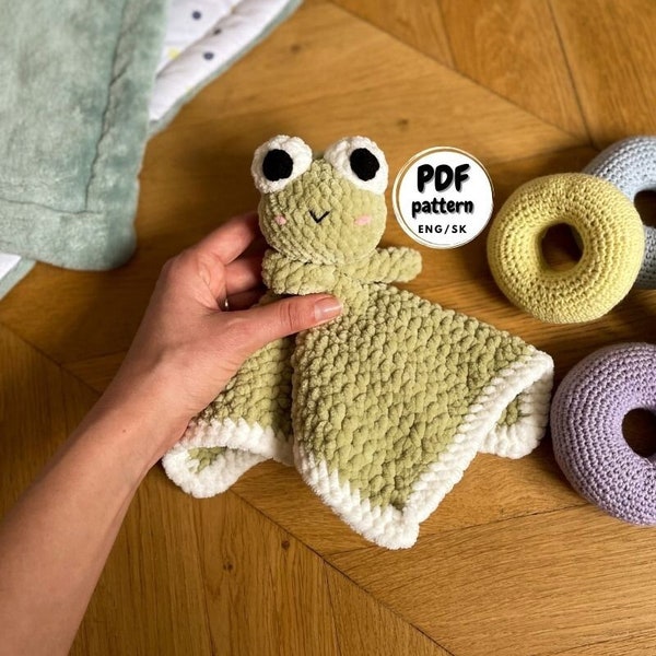 Crochet Frog Lovey, Crochet Baby blanket Pattern, Crochet lovey for baby, DIY baby shower gift, DIY Baby Gift, Crochet pattern for Beginner