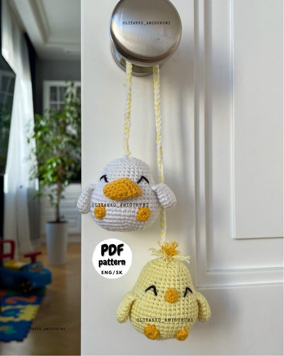 Crochet Chicken and Duck Pattern, Easter Amigurumi, Crochet Car Hanger, DIY Mothers day Gift, Gift for Duck lover, Crochet Baby Chick
