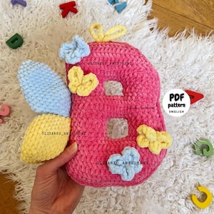 Patrón de alfabeto de crochet caprichoso para pequeños aprendices, letra B de amigurumi, patrón de crochet educativo, juguete divertido de bricolaje para niños, alfabeto de bricolaje