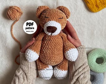 Osito de crochet, Patrón de peluche de crochet, Osito de crochet, Regalo de baby shower DIY, Regalo de bebé DIY, Patrón de crochet para principiantes